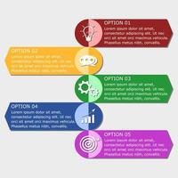 ilustración vectorial de la plantilla infográfica de negocios de presentación con 5 opciones coloridas. vector