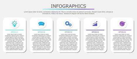 Vector illustration of Presentation business infographic template with blue tone square 5 options.