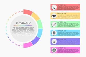 Vector illustration of Presentation business infographic template with colorful circle 6 options.