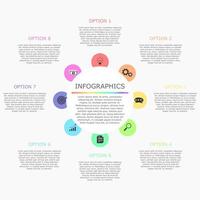 ilustración vectorial de la plantilla infográfica de negocios de presentación con 8 opciones coloridas. vector