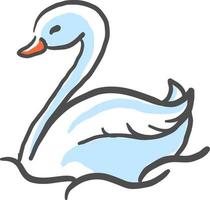 Swan sketch, illustration, vector on white background.