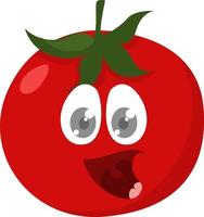 tomate rojo con ojos grandes, ilustración, vector sobre fondo blanco.