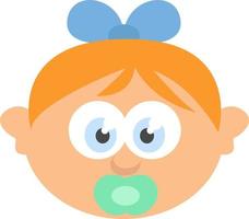 Orange haired baby with mint green pacifier, illustration, on a white background. vector