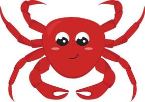 Red smiling crab, illustration, vector on a white background.