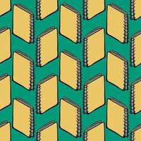 Notebooks pattern, seamless pattern on green background. vector
