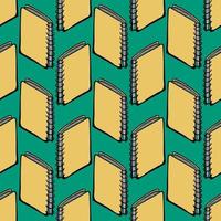 Notebooks pattern, seamless pattern on green background. vector