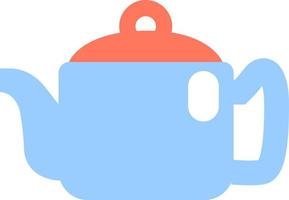 Blue teapot with red lid, illustration, vector on a white background.