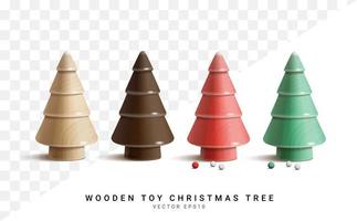 Walnut, oak, red, green, wooden toy christmas tree concept. Vector illustration