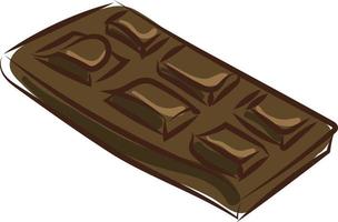 Black chocolate bar, illustration, vector on white background.