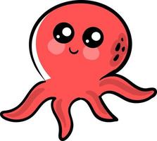 Red octopus, illustration, vector on a white background.