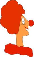 A clown with orange hair, vector or color illustration.