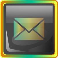 Message grey square vector icon illustration with yellow and green details on white background