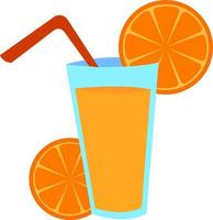 Glass of orange juice, illustration, vector on white background.