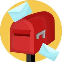 Red mailbox, illustration, vector on white background