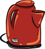 Electric red teapot, illustration, vector on a white background.