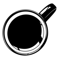 silueta de la taza de café. vista superior. ilustración de taza de café para logotipo o elemento de diseño gráfico. formato png