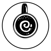 silueta de la taza de café. vista superior. ilustración de taza de café para logotipo o elemento de diseño gráfico. formato png