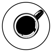 Coffee Cup Silhouette. Top View. Coffee Cup Illustration for Logo or Graphic Design Element. Format PNG