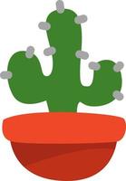 Cactus clásico en maceta, ilustración, vector sobre fondo blanco.