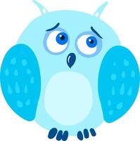 Sad owl, illustration, vector on white background.