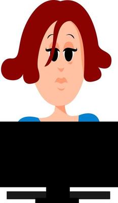 Working woman, illustration, vector on white background.