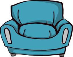 Blue couch , illustration, vector on white background