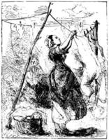Maid in the Garden, vintage illustration vector
