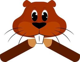 Beaver, illustration, vector on white background.