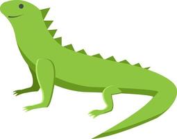 Green lizard, illustration, vector on white background.