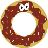 Donut with eyes, illustration, vector on white background.