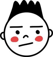 Boy with red cheeks and mohawk, illustration, vector on a white background.