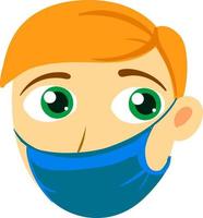 Boy with medical mask, illustration, vector on white background