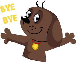 Brown dog saying Bye Bye vector illustration on a white background