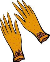 Fancy yellow gloves, illustration, vector on white background