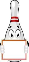 Bowling pin holding panel, illustration, vector on white background.