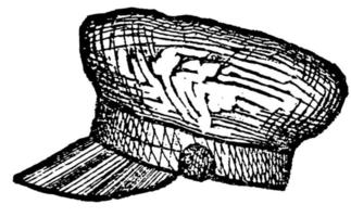 Cap, a covering for the head, vintage engraving. vector