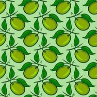 Olive pattern, seamless pattern on green background. vector