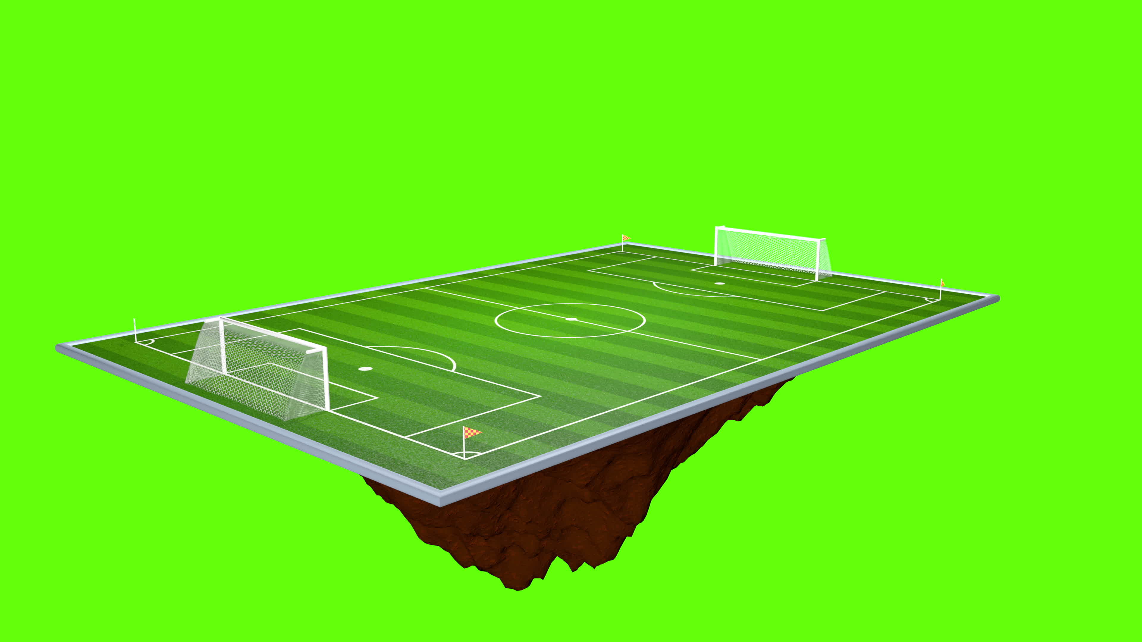 Empty soccer field that floats rotating 360 degrees against chroma key  background. 3D Animation 13778457 Stock Video at Vecteezy