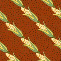 Corn plants seamless pattern. Corn cobs endless wallpaper. vector