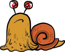 Angry snail, illustration, vector on white background