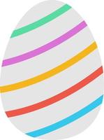 White egg with colorful stripes, illustration, vector on a white background.