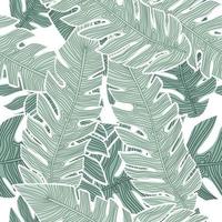 Graphic tropical pattern, palm leaves seamless floral background. vector