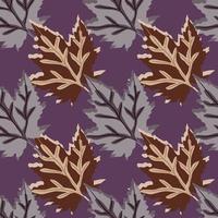 Abstract oak leaves seamless pattern. Maple foliage backdrop. vector