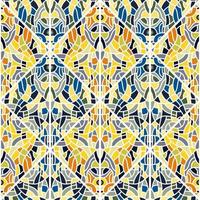 Decorative linear kaleidoscope mosaic ornament. Abstract shapes seamless pattern. vector