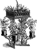 Iron Plant Stand, vintage illustration. vector