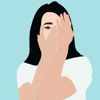 Girl with hands on face, illustration, vector on white background.