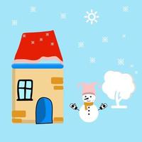 Winter house Vector Illustration Icon Colorful. Cute vector illustration in flat style. Eps 10.