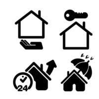 icono de línea de vector de inicio. símbolo de ilustración de vector de casa. conjunto de iconos web de vector de casas. pegatinas de papel versión rasterizada, archivo vectorial también disponible en la galería