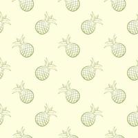 Cute pineapple , seamless pattern on a beige background. vector