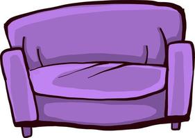 Purple sofa , illustration, vector on white background